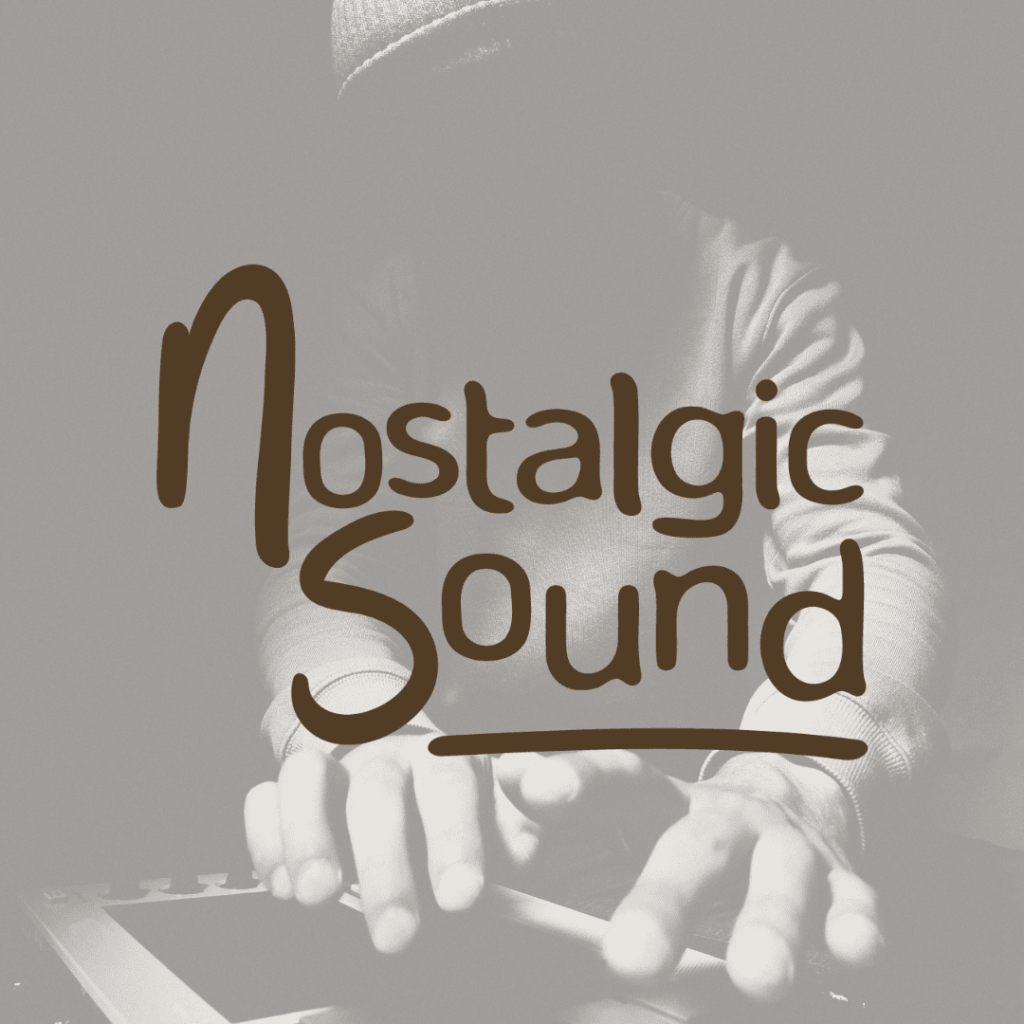 Nostalgic Sound brown logo mock up Nostalgic Sound branding, brown logo