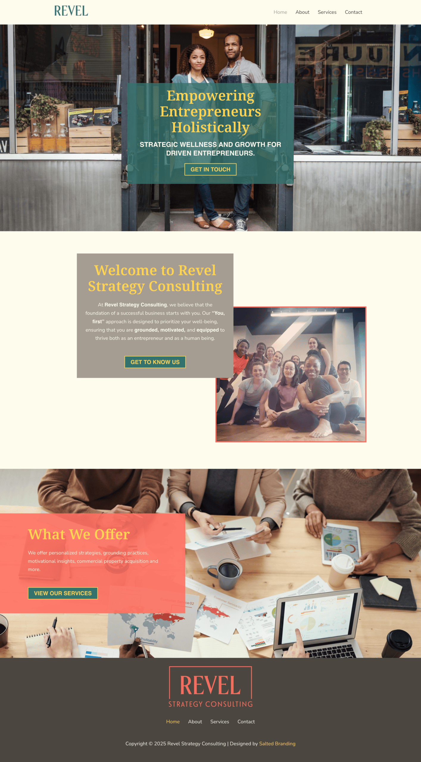 Revel homepage - Salted Branding Revel homepage design